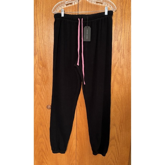 Michael Lauren Wm ALBATROSS SWEATPANT Sz L Terry Black Neon Pink 100% Cotton NWT - Picture 13 of 14
